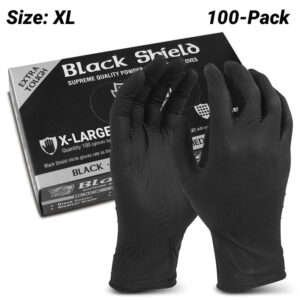 Maxisafe GNB218-XL 100-Pack Black Shield Extra Heavy Duty Nitrile Gloves (X-LARGE)